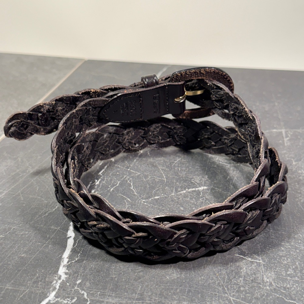 Womens‎ Talbots Braided Leather Belt Black | 34W Size 16  | Woven Buckle - Picture 8 of 11